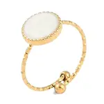 Ion Plating(IP) 304 Stainless Steel Enamel Flat Round Open Cuff Rings for Women