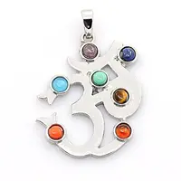 Vintage Chakra Jewelry Brass Mixed Stone Pendants