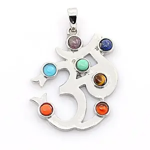 Vintage Chakra Jewelry Brass Mixed Stone Pendants