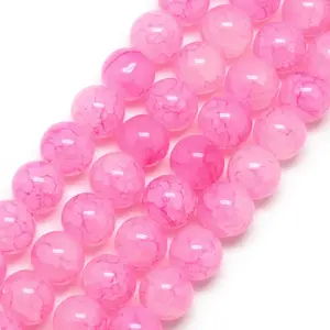 Baking Paint Crackle Glass Bead Strands
