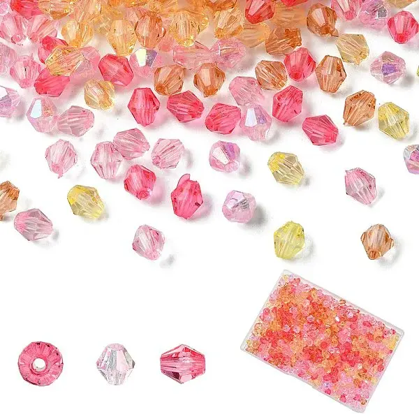 500Pcs 5 Colors Transparent Acrylic Beads