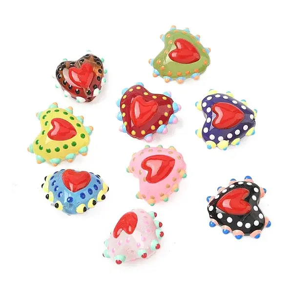 Baking Paint Glass Bumpy Beads Heart