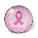 Breast Cancer Awareness Ribbon Glass Brooches