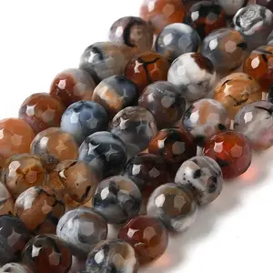 Dyed & Heated Natural Fire Crackle Agate Beads Strands