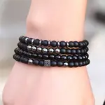 Black Matte Bracelet Micro Pave Zircon Crown