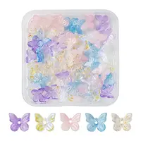 50Pcs 5 Colors Transparent Spray Painted Glass Charms