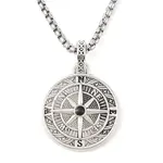 Alloy Black Enamel Viking Compass Pendant Necklaces