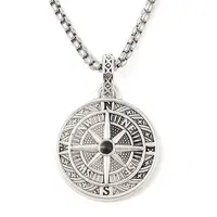 Alloy Black Enamel Viking Compass Pendant Necklaces