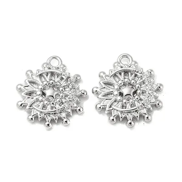 Brass Micro Pave Clear Cubic Zirconia Charms