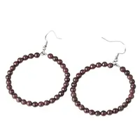 Fashionable Natural Garnet Hoop Earrings for Women