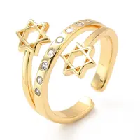 Clear Cubic Zirconia Star of David Cuff Ring