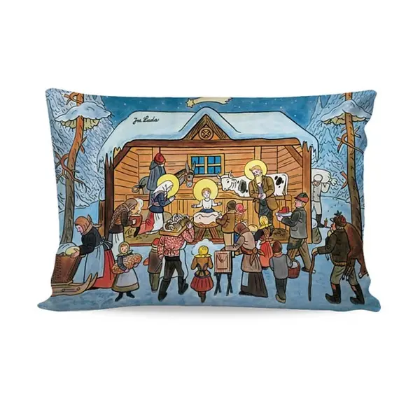 Povlak na polštářek JOSEF LADA Betlém v zimě 33 x 50 cm