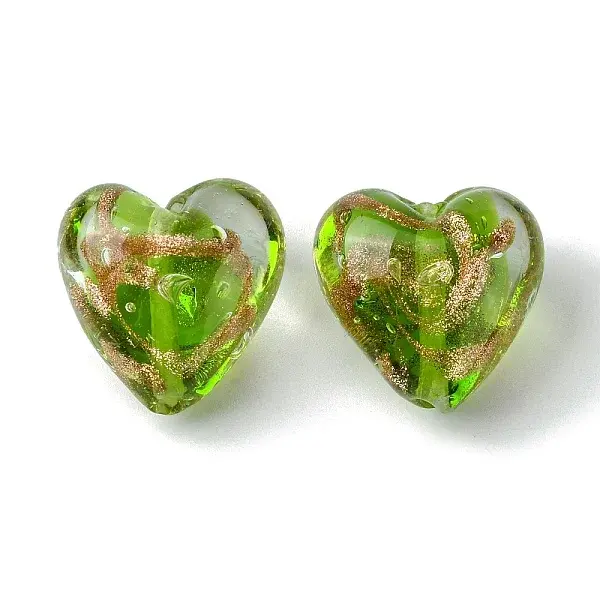 Handmade Gold Sand Lampwork Beads