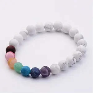 Natural Howlite & Gemstone Beads Stretch Bracelets