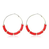 Bohemia Style Colorful Clay Beads Hoop Earrings