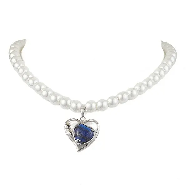 Natural Lapis Lazuli Heart Pendant Necklaces