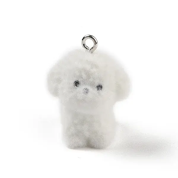 Flocking Resin Cute Puppy Pendants