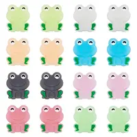 16Pcs 8 Colors Frog Luminous Food Grade Eco-Friendly Silicone Focal Beads