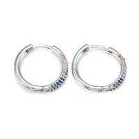 Brass Micro Pave Cubic Zirconia Huggie Hoop Earrings