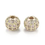Brass Micro Pave Clear Cubic Zirconia Beads
