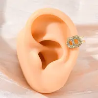 Oval Brass Micro Pave Clear Cubic Zirconia Cuff Earrings