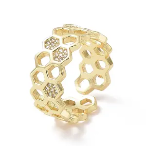 Clear Cubic Zirconia Honeycomb Open Ring
