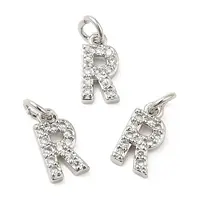 Brass Micro Pave Grade AAA Cubic Zirconia Charms