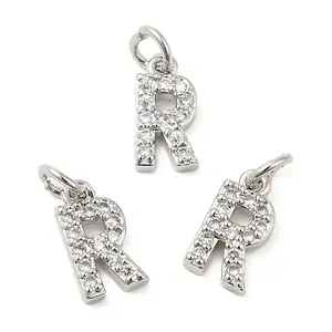Brass Micro Pave Grade AAA Cubic Zirconia Charms