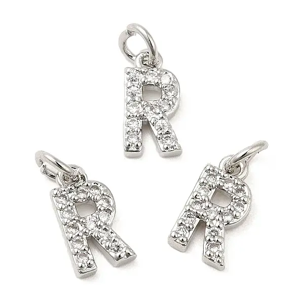 Brass Micro Pave Grade AAA Cubic Zirconia Charms