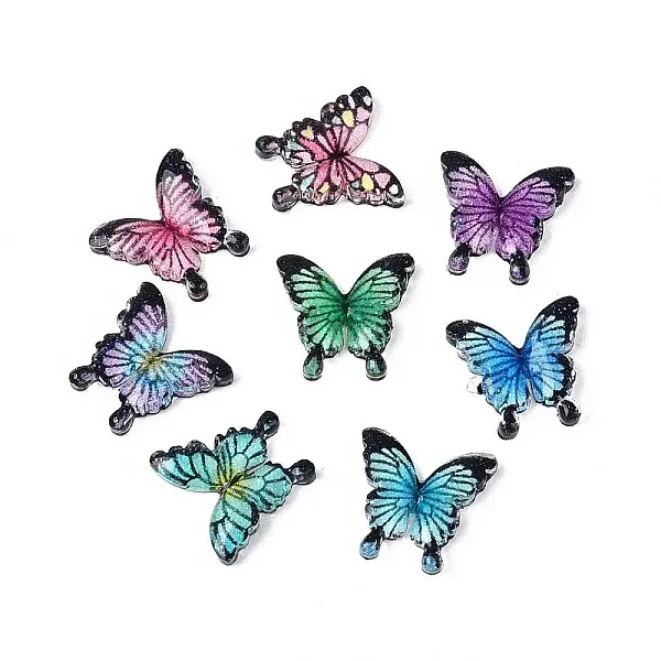 Butterfly Theme Printed Transparent Resin Cabochons