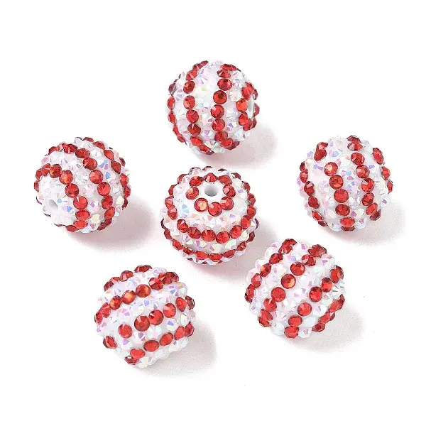 Striped Resin Rhinestone Beads