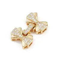 Brass Micro Pave Clear Cubic Zirconia Fold Over Clasps
