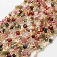 Faceted Round Natural Agate Handmade Beaded Chains