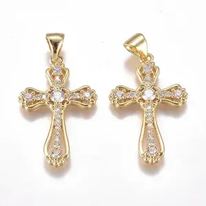 Brass Micro Pave Cubic Zirconia Pendants
