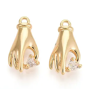 Brass Micro Pave Clear Cubic Zirconia Pendants
