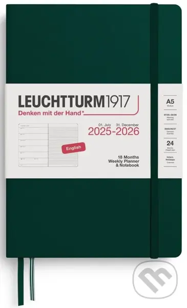Weekly Planner & Notebook 2026 Medium (A5) 18 Months Forest Green,Weekly Planner & Notebook 2026 Medium (A5) 18 Months Forest Green
