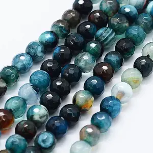 Faceted Natural Agate Beads Strands