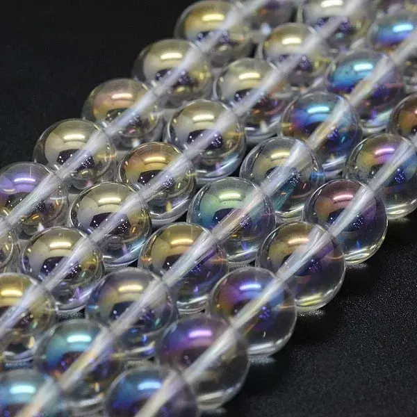 Electroplated Natural Quartz Crystal Beads Strands