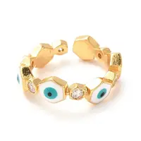 Evil Eye Golden Enamel Cuff Rings for Women