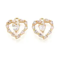 Brass Pave Clear Cubic Zirconia Pendants
