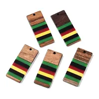 Jamaican Colour Epoxy Resin & Walnut Wood Pendants