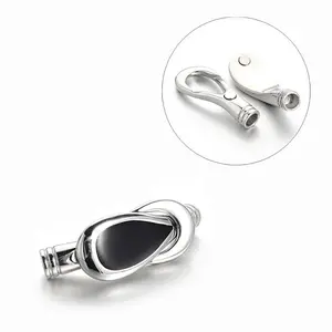 304 Stainless Steel Enamel Magnetic Clasps with Glue-in Ends
