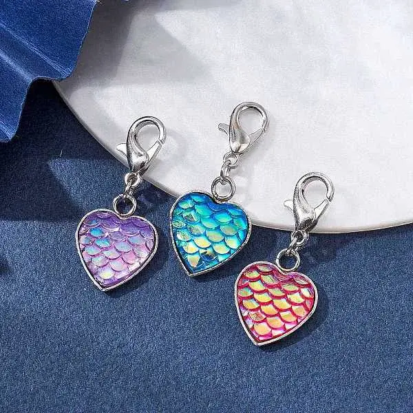 3Pcs 304 Stainless Steel with Resin Pendants Decorations