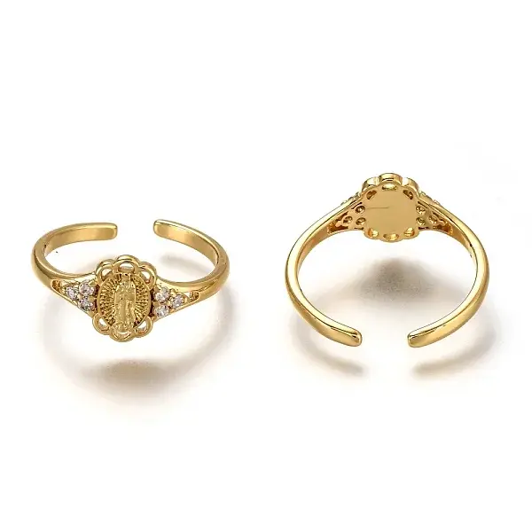 Brass Micro Pave Clear Cubic Zirconia Cuff Rings