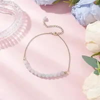 Dyed Natural White Jade Round Beaded Ankelets