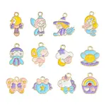 12Pcs 12 Style Alloy Enamel Pendants