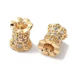 Brass Micro Pave Clear Cubic Zirconia Beads