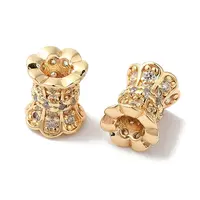 Brass Micro Pave Clear Cubic Zirconia Beads