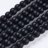 Synthetic Black Stone Bead Strands
