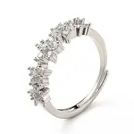 Clear Cubic Zirconia Flower Adjustable Ring